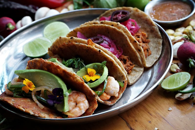 Shrimp and avocado burrito with lime